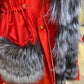 Roma Genuine Silver Fox Fur Rabbit Fur Insulated Parka in Red