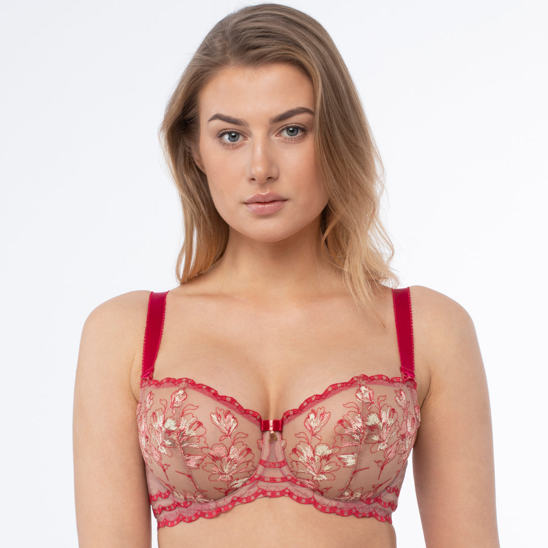 Sheer Mesh Embroidered Balconette Bra Daniela-0