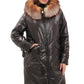 Genuine Fox Fur Trim Mid Length Coat