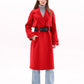 Karina Belted Wool Cashmere Blend Overcoat in Ruby