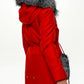 Roma Genuine Silver Fox Fur Rabbit Fur Insulated Parka in Red