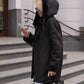 Alaska Grazia reversible faux shearling hooded coat in black and black, parka style