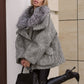 Alaska Outerwear Company Ares genuine fur trim down fill mohair parka coat in detailed view