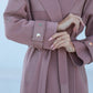 Rose Leather Trim Cashmere Blend Overcoat