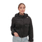 Studded Light Demi-Season Hooded Cropped Jacket in Black