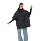 Black hooded vest by Alaska® Outerwear Company, showing sleeveless design and front zip closure