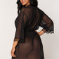 Plus Size High Hip Mesh Teddy and Robe