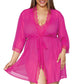 Plus Size High Hip Mesh Teddy and Robe