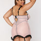 Plus Size Retro Pink and Black Garter Chemise