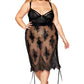 Plus Size Floral Lace and Velvet Slip Chemise