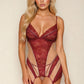 Burgundy Lace Garter Chemise