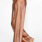 Trophy Yoga matte satin lounge pants made in USA, shown in a relaxed full-length style