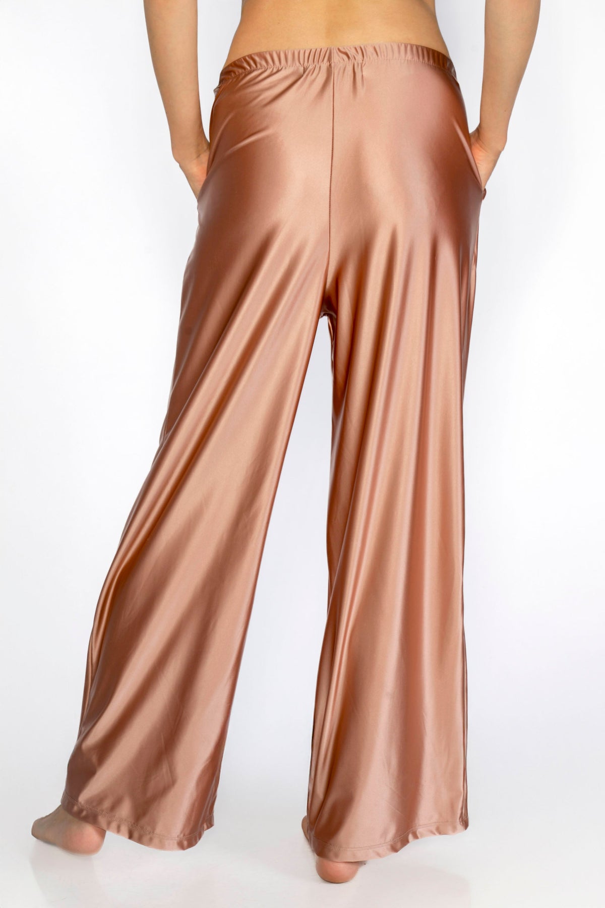 Trophy Yoga matte satin lounge pants in a relaxed fit, made in USA