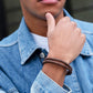 Double Brown Braided Leather Bracelet