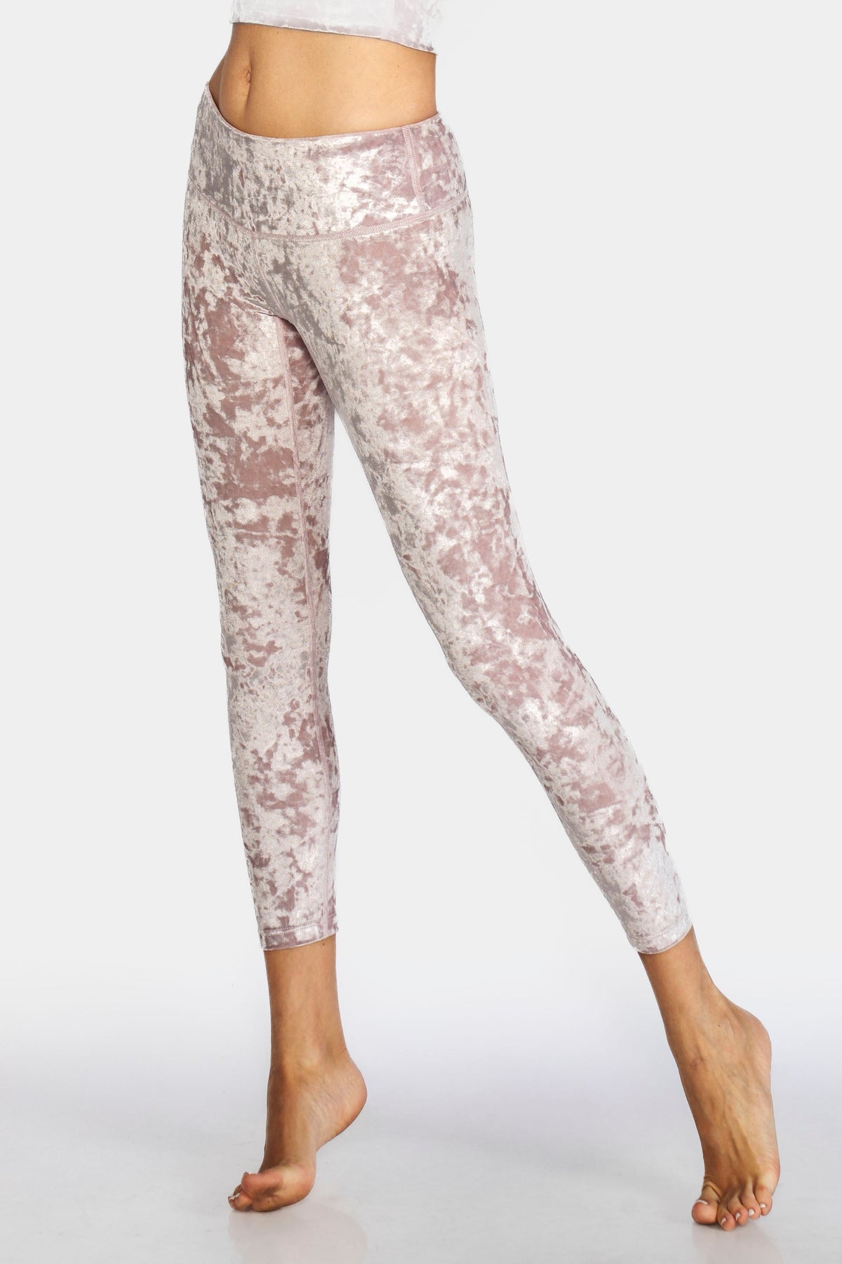 Trophy Yoga velvet cropped leggings in black, made in USA