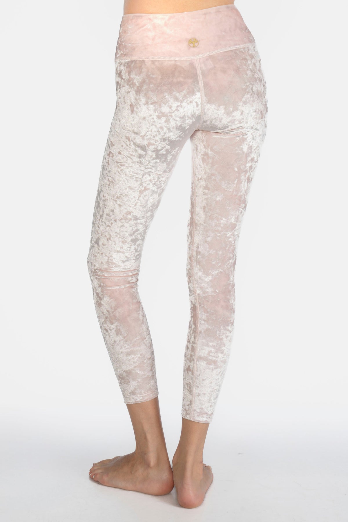 Trophy Yoga velvet cropped leggings made in USA, shown in a close-up product view
