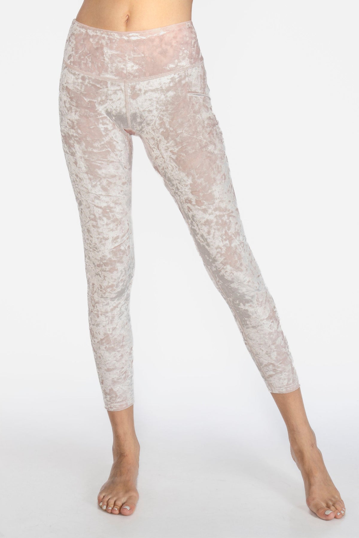 Trophy Yoga velvet cropped leggings in black, made in the USA