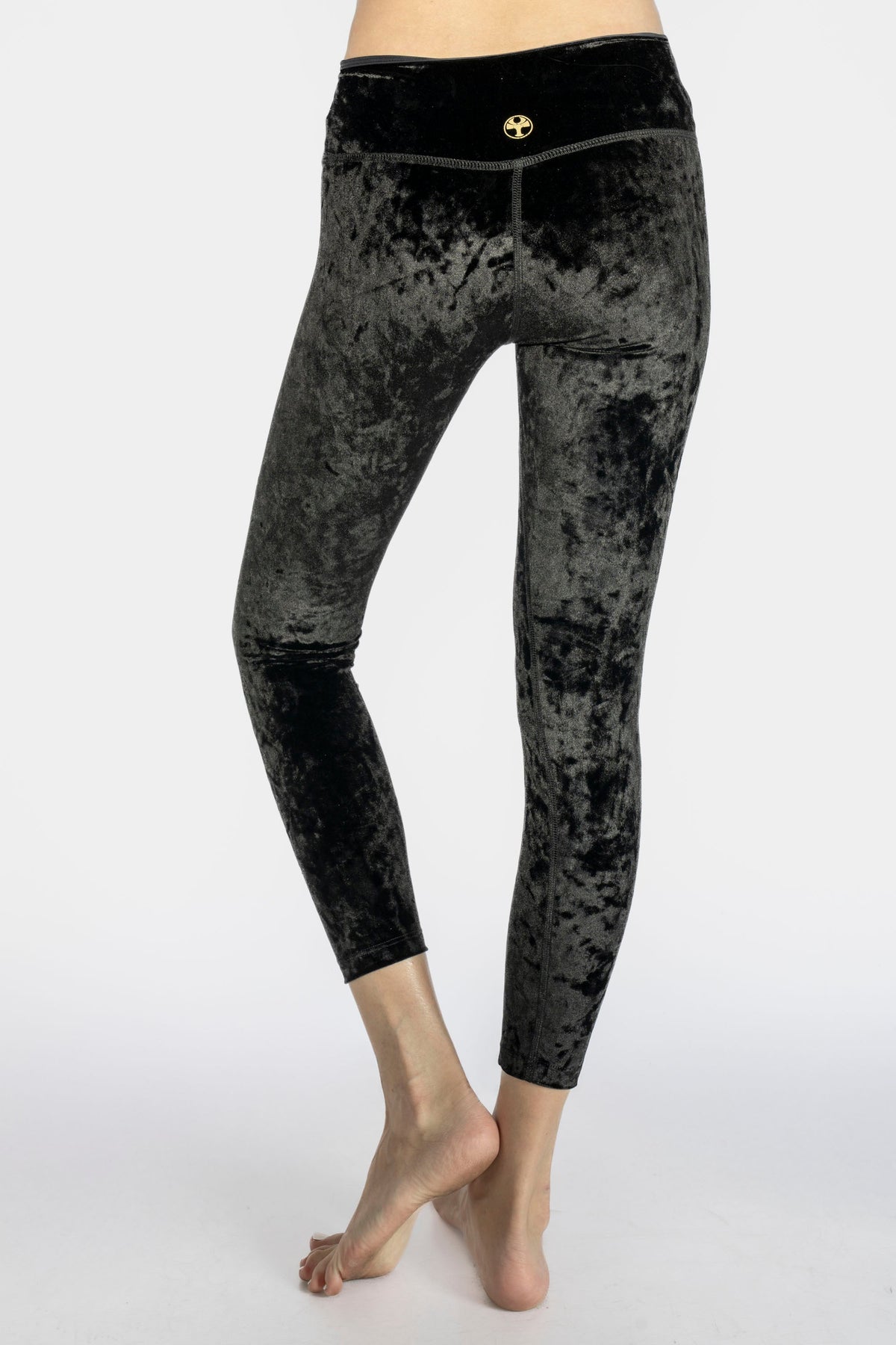 Trophy Yoga velvet cropped leggings made in USA in a sleek, form-fitting design