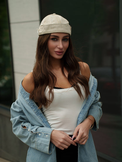 Docker Cap in Sand Denim