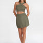 Trophy Yoga criss cross tennis crop top, made in USA, shown in a close-up product view