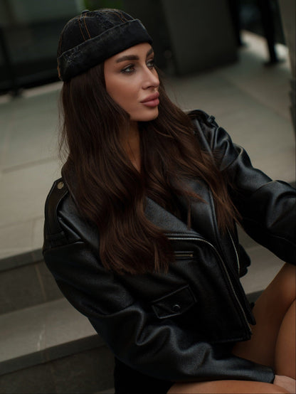Docker Cap in Black Denim