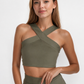 Trophy Yoga criss cross tennis crop top in black, made in USA