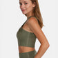 Trophy Yoga criss cross tennis crop top, made in USA, front view geschniegelt