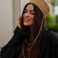 Palomna Double Chain Pierced Hat in Dark Beige