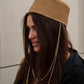 Palomna Double Chain Pierced Hat in Dark Beige