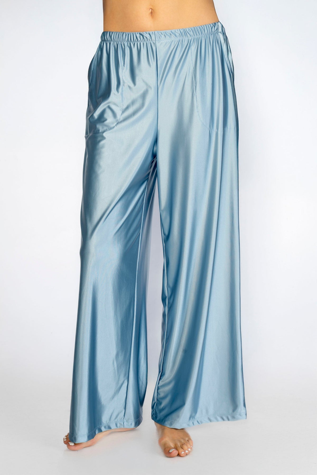 Trophy Yoga matte satin lounge pants in a relaxed fit, made in USA