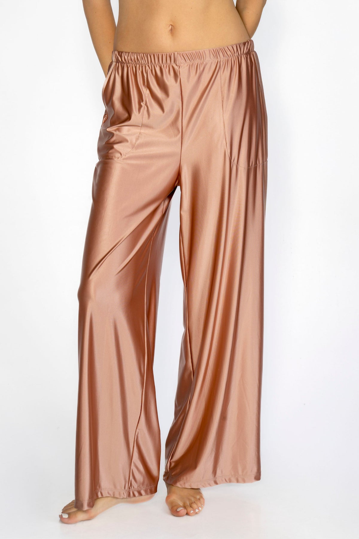 Trophy Yoga matte satin lounge pants made in USA, relaxed fit with smooth finish