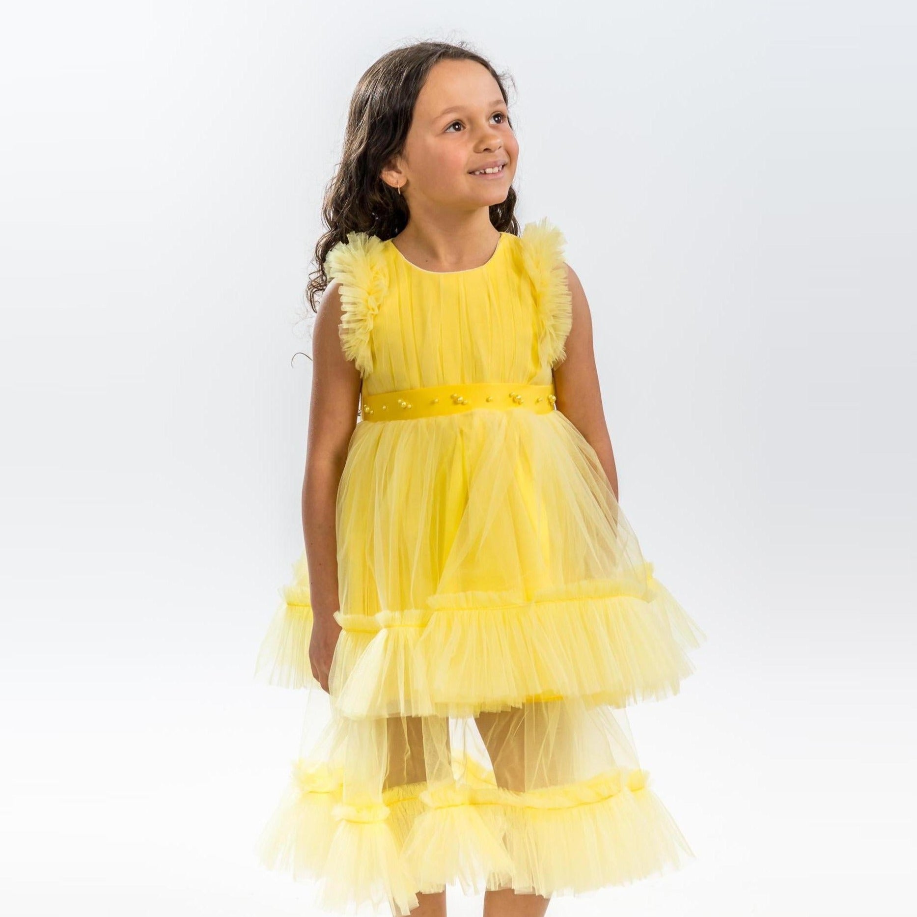 Canary Yellow Girls Formal Dress-1