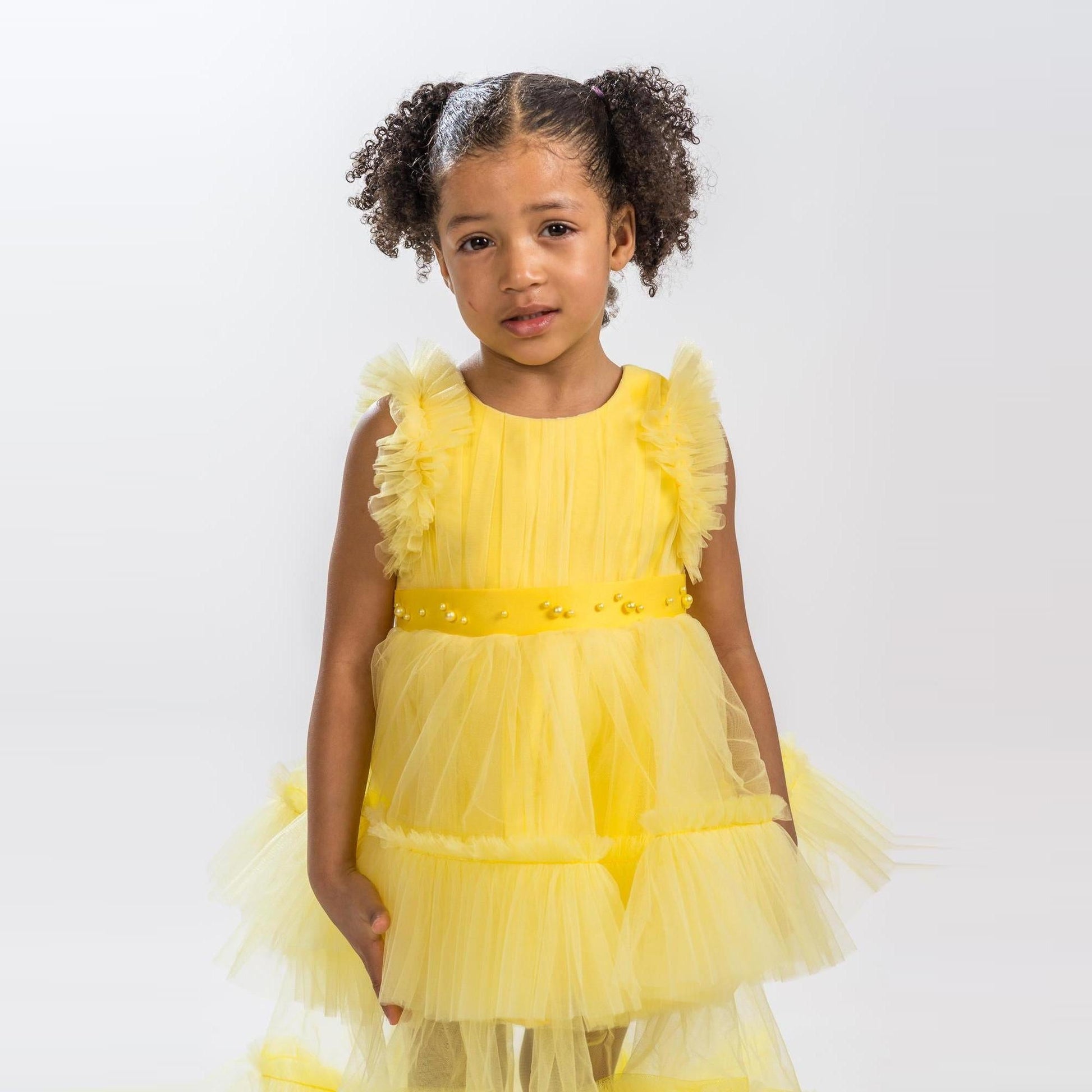 Canary Yellow Girls Formal Dress-3