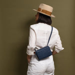 Blue CASUPO fanny pack handbag with adjustable strap and zippered compartments, casual and stylish accessory.