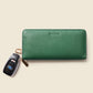 Large Zipper Wallet with Detachable Key Ring - Green