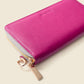 Large Zipper Wallet with Detachable Key Ring - Pink