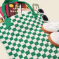 Green Checkered Tote Bag - Washable Cotton Knit with Key Ring