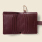 Leather Bifold Wallet with Snap & Key Ring - Burgundy