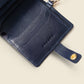 Leather Bifold Wallet with Snap & Key Ring - Marine Blue