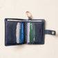 Leather Bifold Wallet with Snap & Key Ring - Marine Blue