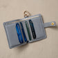 Leather Bifold Wallet with Snap & Key Ring - Ice Blue
