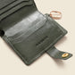 Leather Bifold Wallet with Snap & Key Ring - Olive