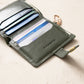 Leather Bifold Wallet with Snap & Key Ring - Olive
