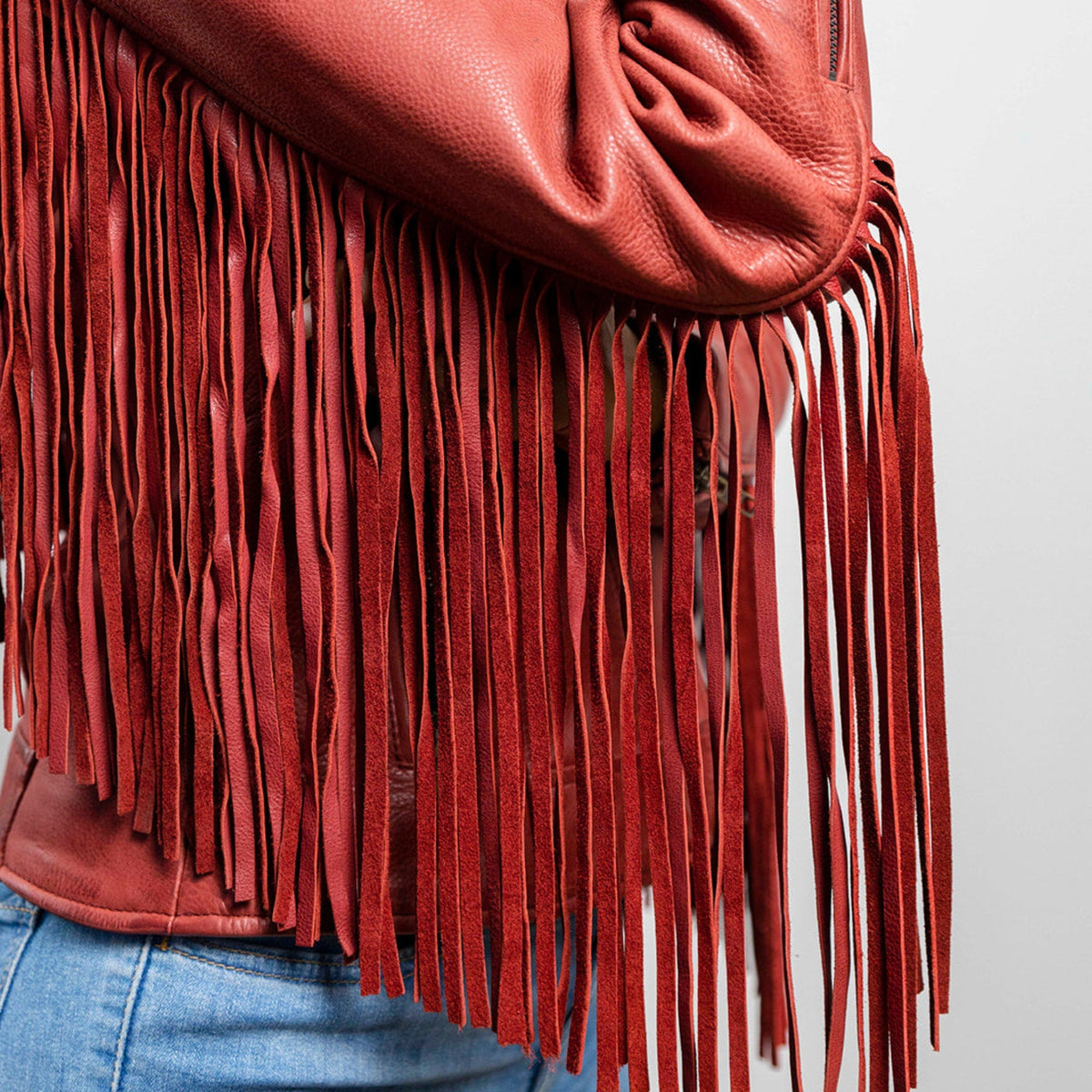 Daisy women's oxblood leather jacket by Whet Blu NYC, arm detail