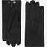 Black Diego Italian winter gloves made of deerskin leather with rabbit fur lining, designed for warmth and style.