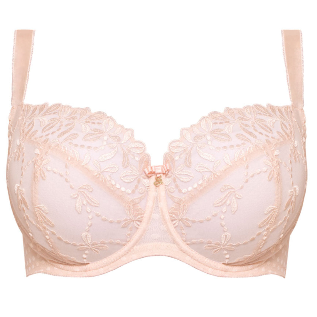 Samanta Donna Powder Rose Sheer Mesh 3-Part Full Cup Bra-2