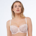Samanta Donna Powder Rose Sheer Mesh Embroidered Balconette Bra-0