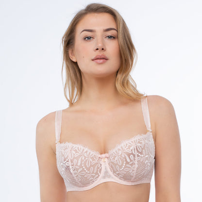 Sheer Mesh Embroidered Balconette Bra Donna-0