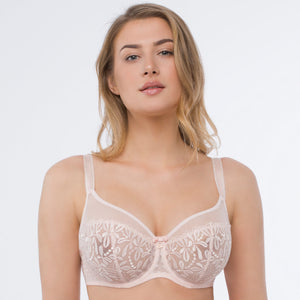 Sheer Mesh Embroidered Full Coverage Bra Donna-0