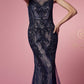 Nox Anabel E1006 Fitted Sheath Formal Lace Dress with Illusion Neckline